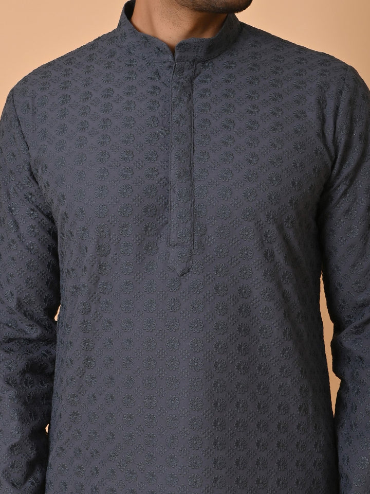 Chikan Grey Kurta Set