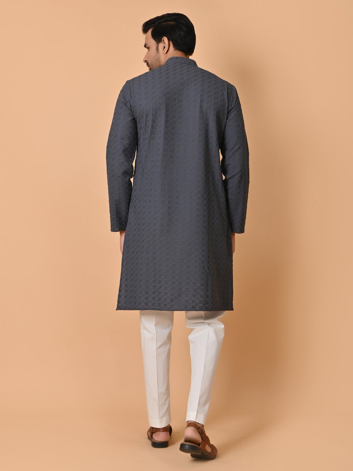 Chikan Grey Kurta Set