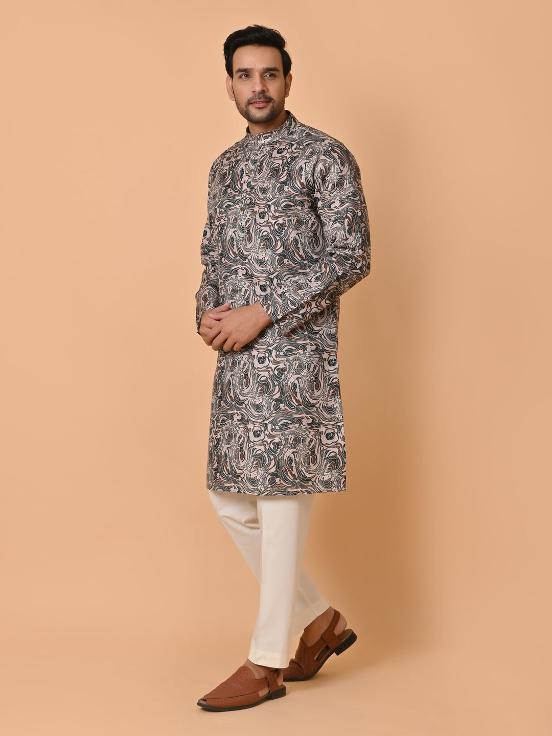 Textured Green Kurta Set