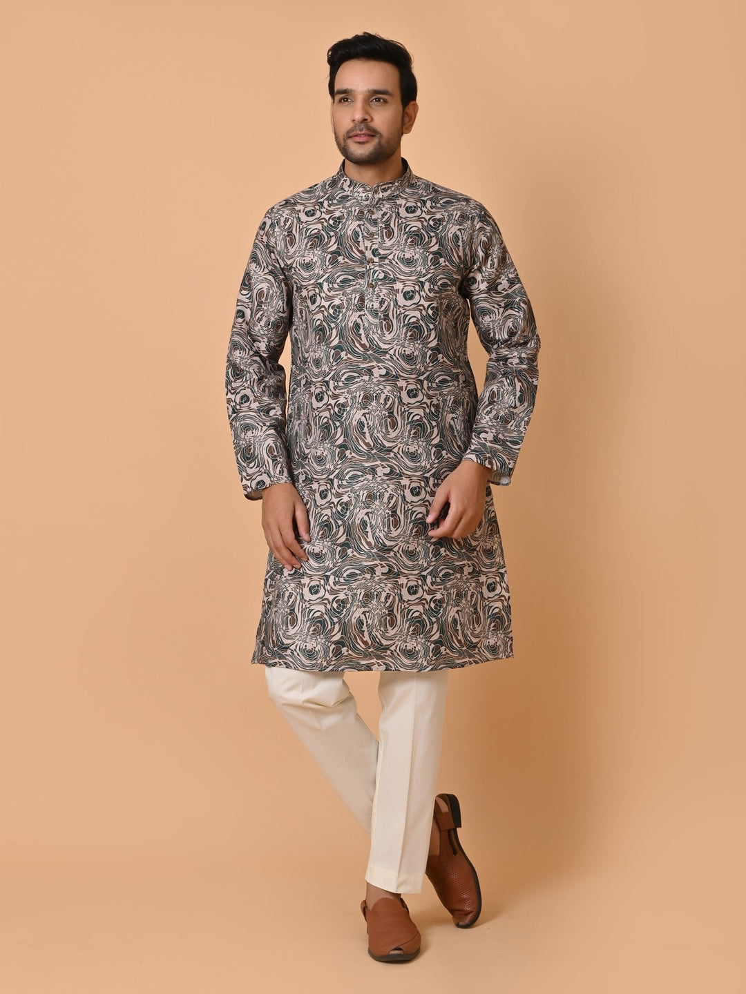 Textured Green Kurta Set