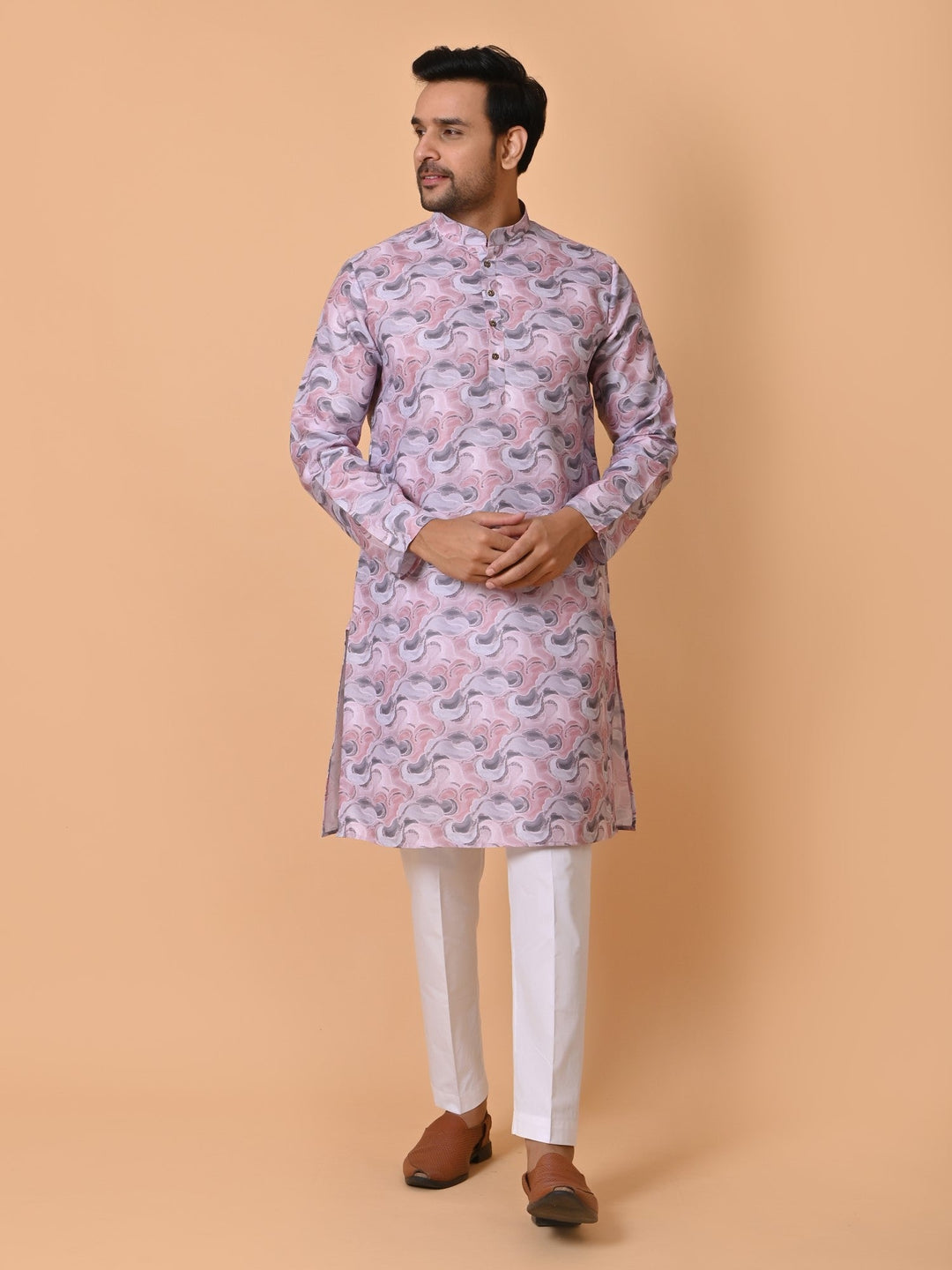 Textured Pink Kurta Set