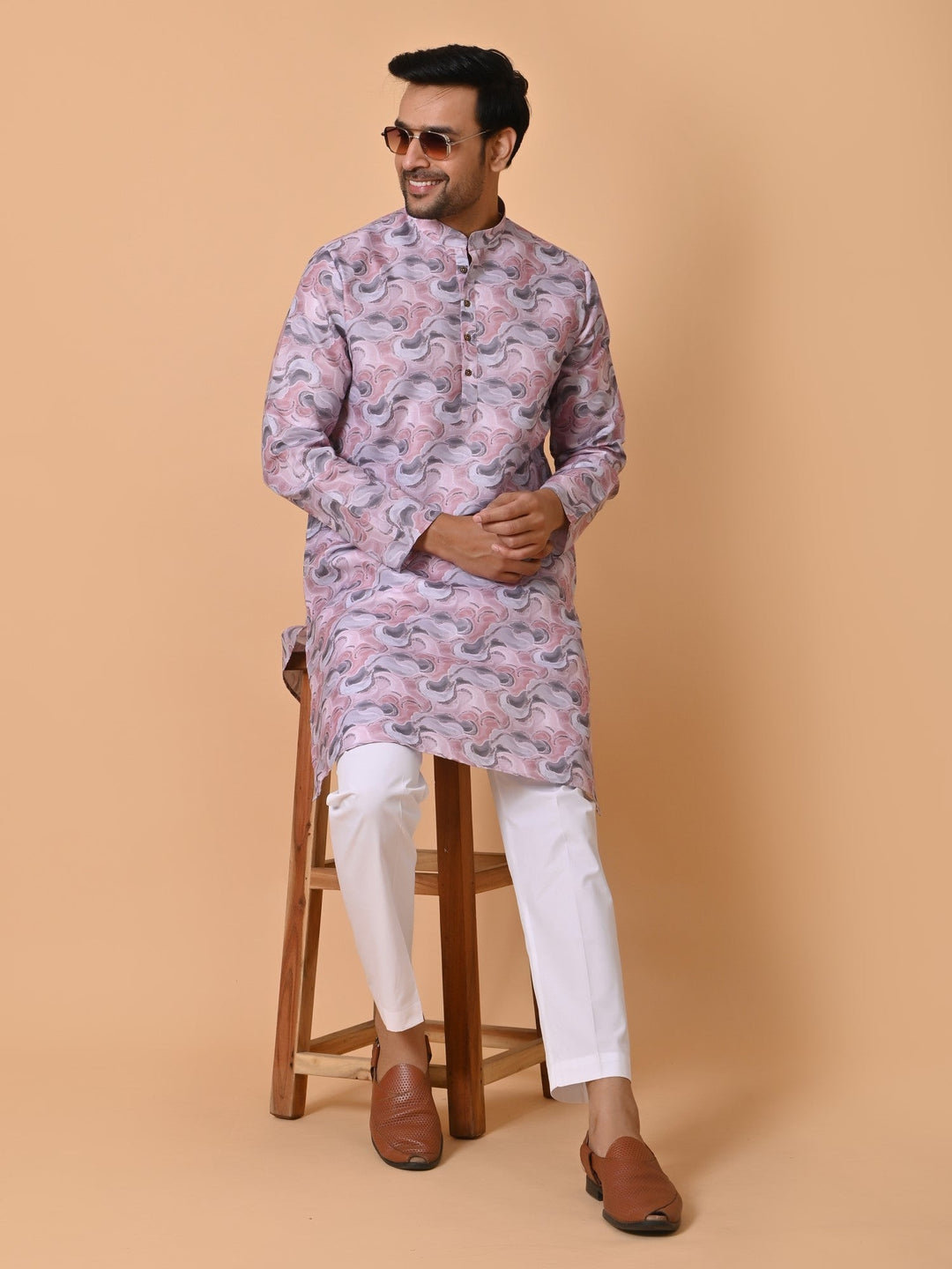 Textured Pink Kurta Set