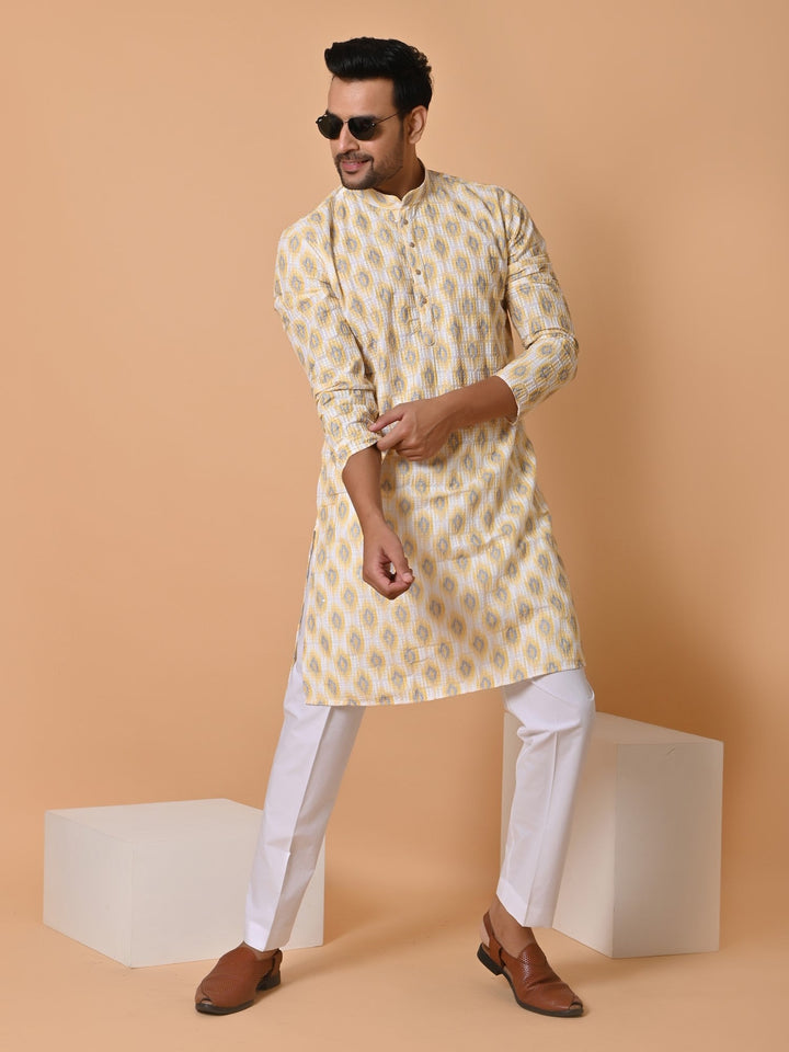 Chikan Yellow Kurta Set