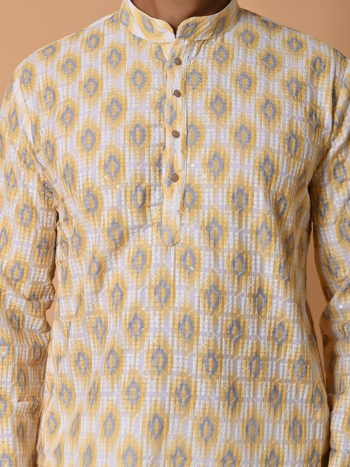 Chikan Yellow Kurta Set