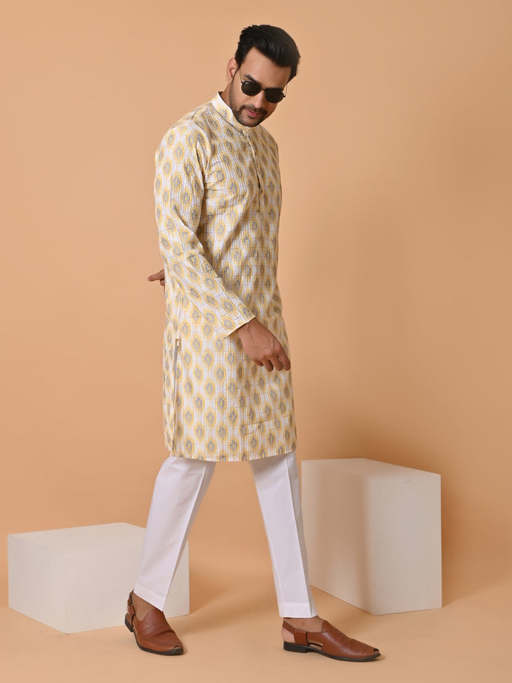 Chikan Yellow Kurta Set