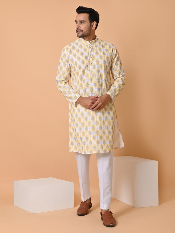 Chikan Yellow Kurta Set