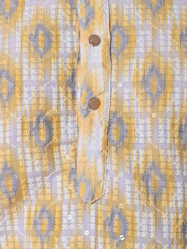 Chikan Yellow Kurta Set