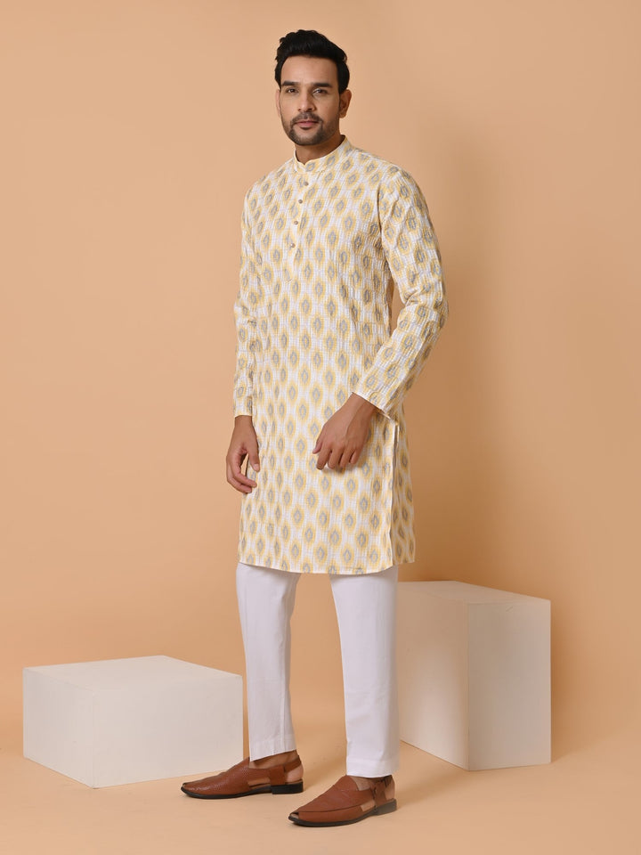 Chikan Yellow Kurta Set