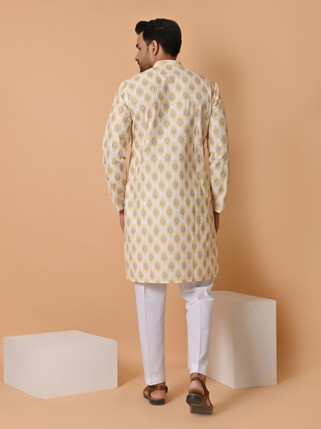 Chikan Yellow Kurta Set