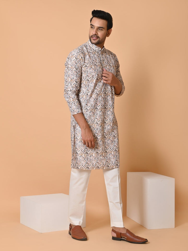 Chikan Off White Kurta Set