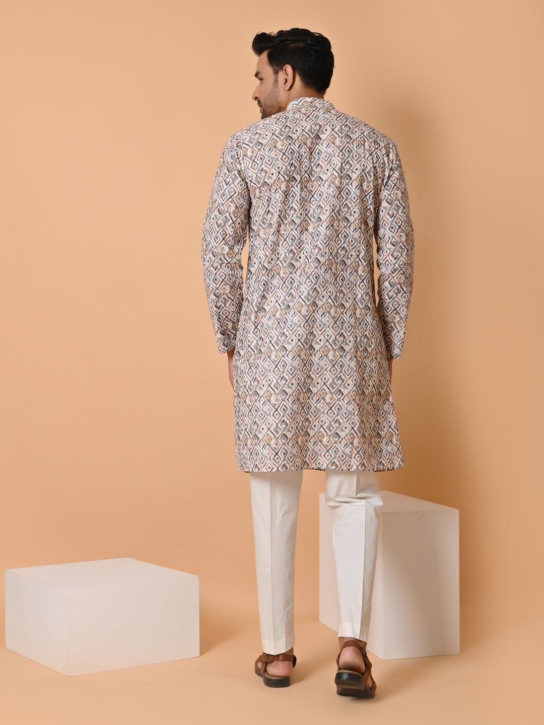 Chikan Off White Kurta Set