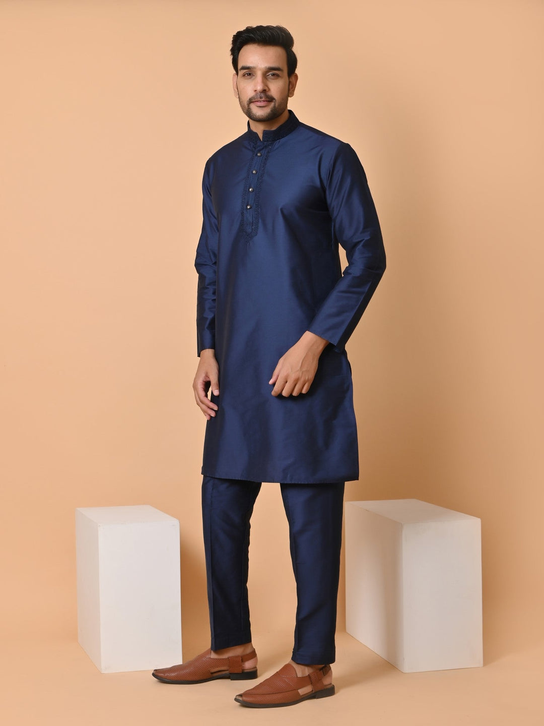 Solid Navy Blue Kurta Set