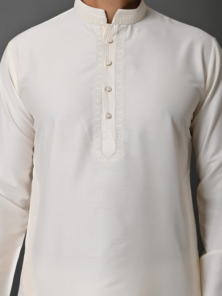 Solid Off White Kurta Set