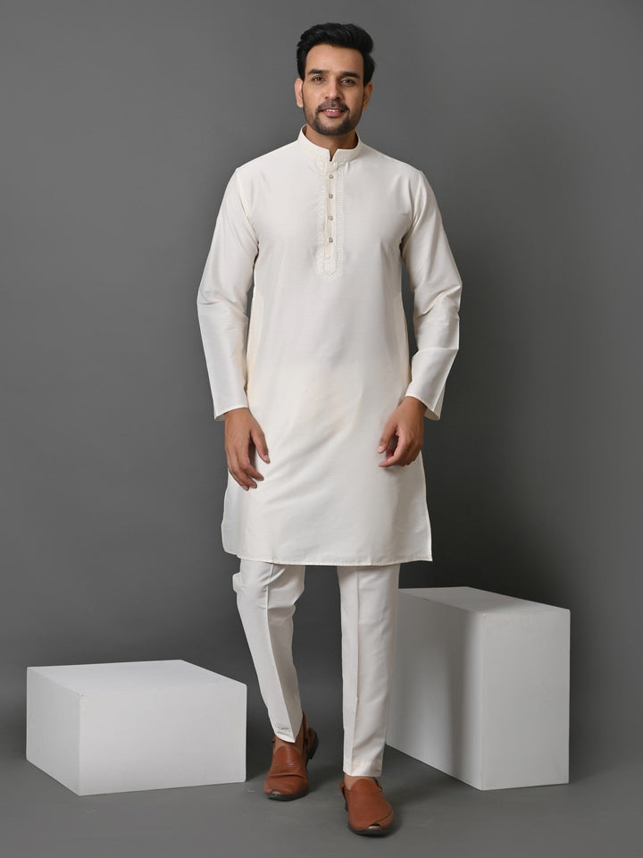 Solid Off White Kurta Set