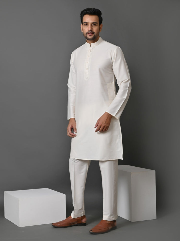 Solid Off White Kurta Set