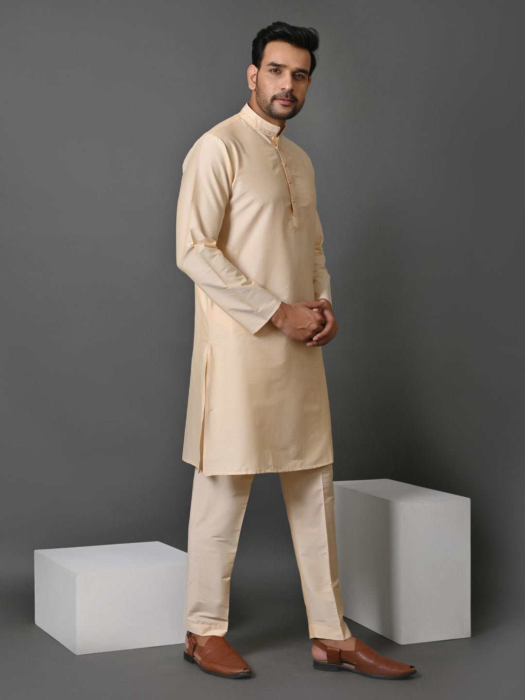 Solid Gold Kurta Set