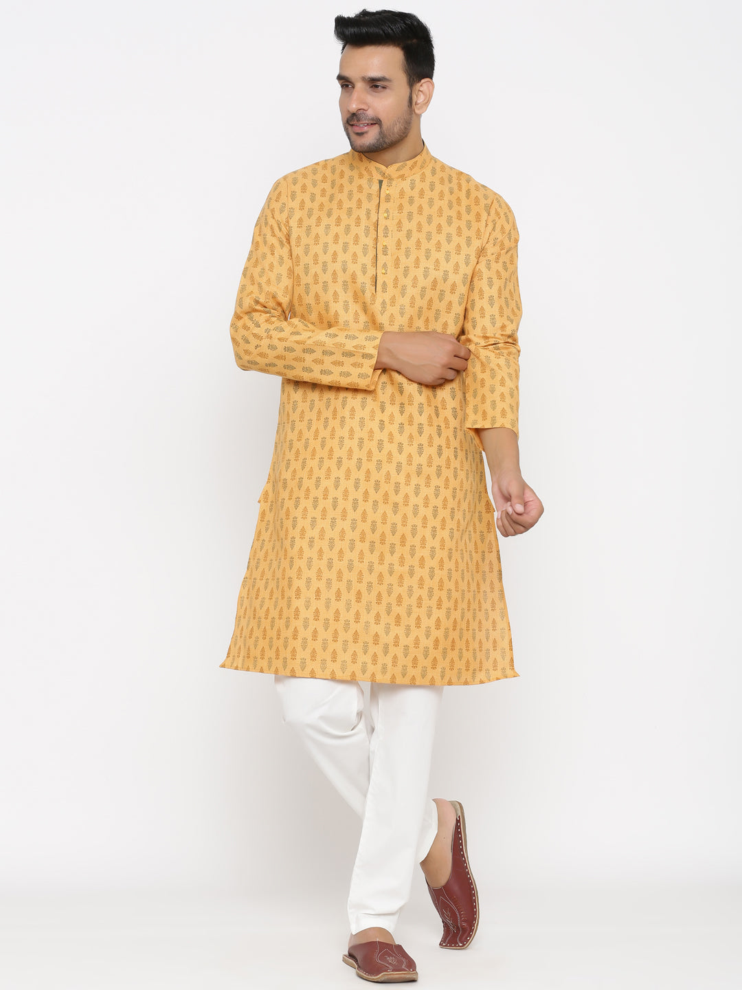 Ethnic Motifs Mustard Kurta Set
