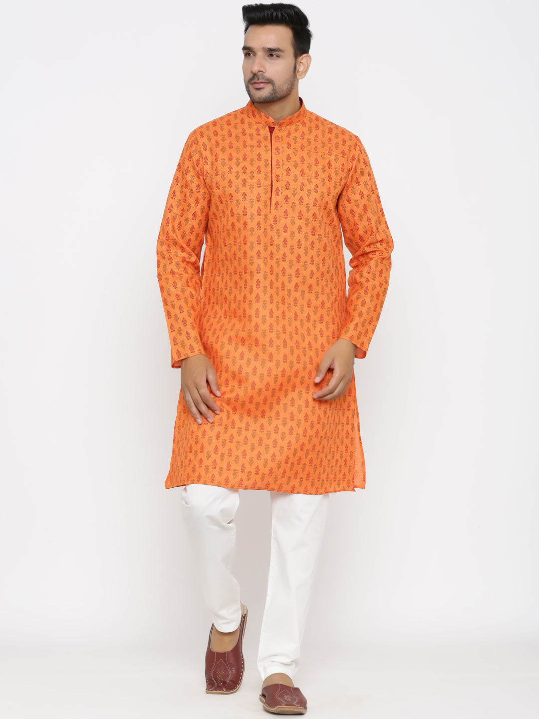 Ethnic Motifs Orange Kurta Set
