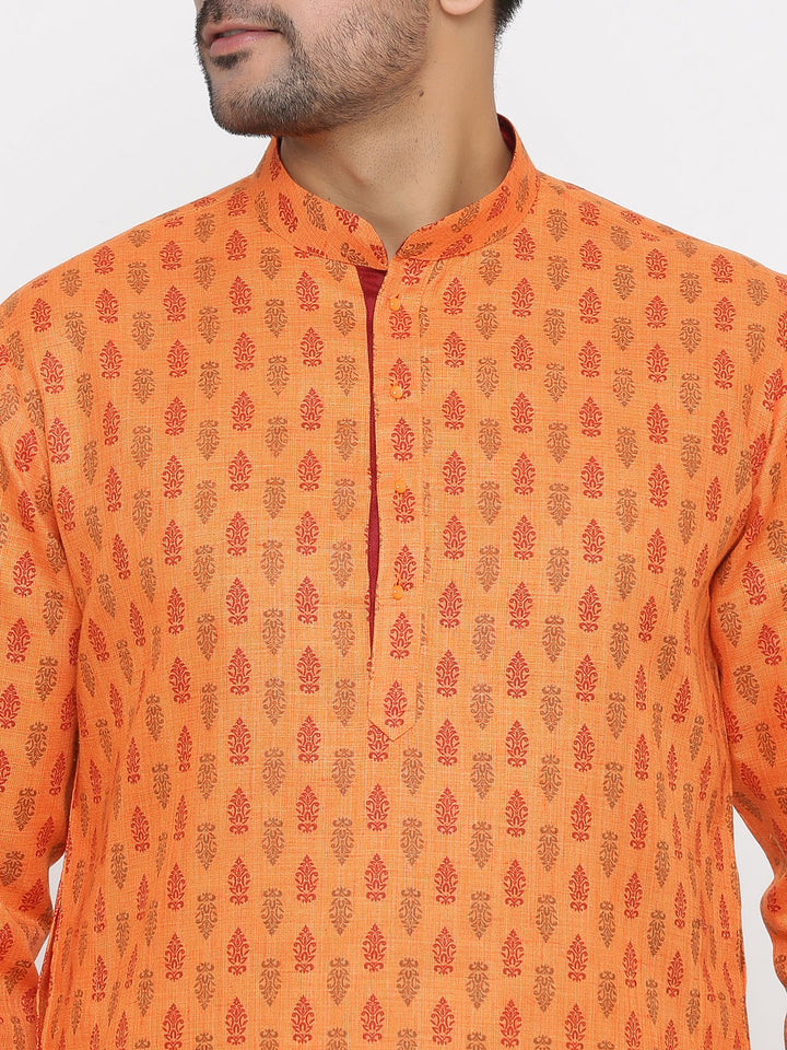 Ethnic Motifs Orange Kurta Set