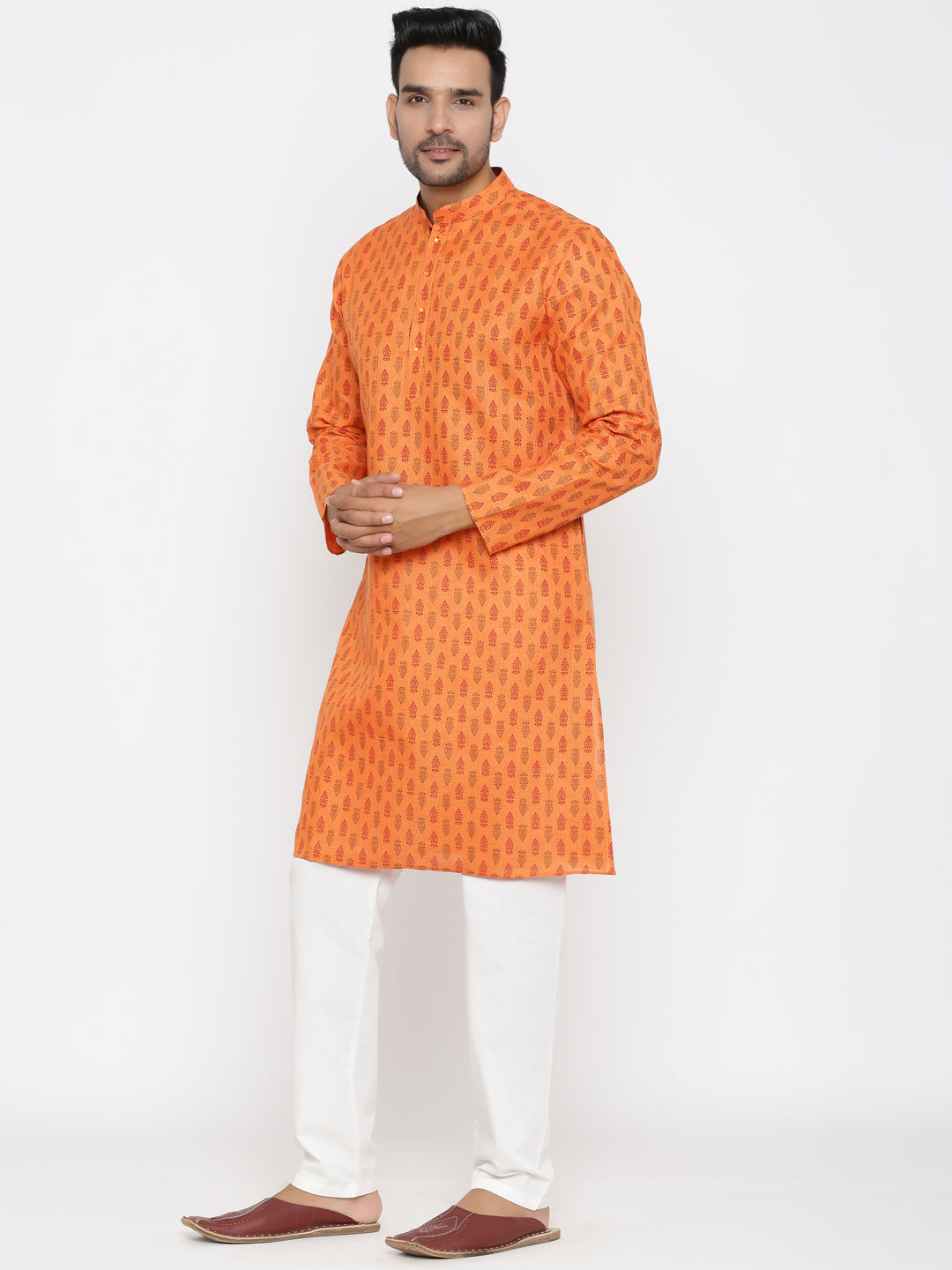 Ethnic Motifs Orange Kurta Set