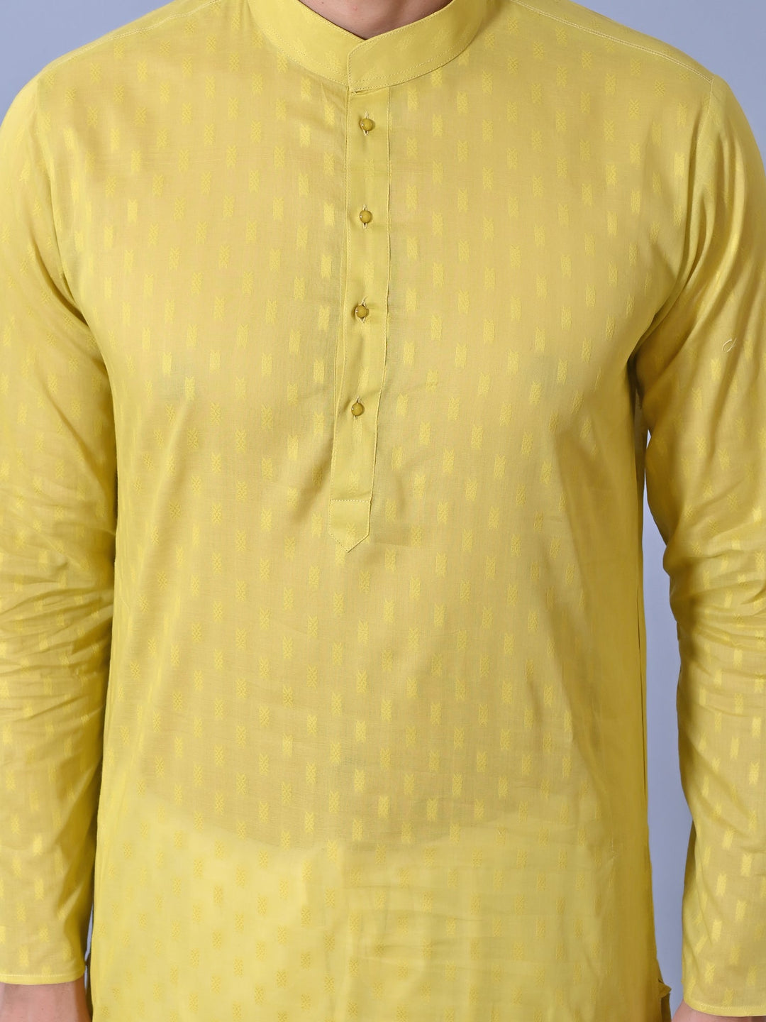 Textured Yellow Kurta Set