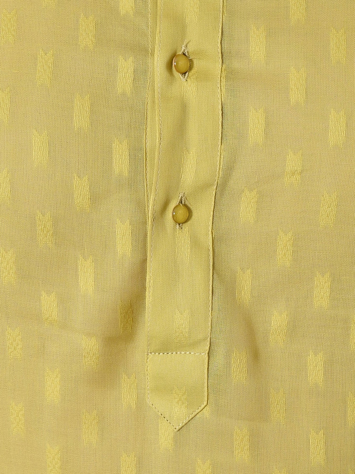Textured Yellow Kurta Set