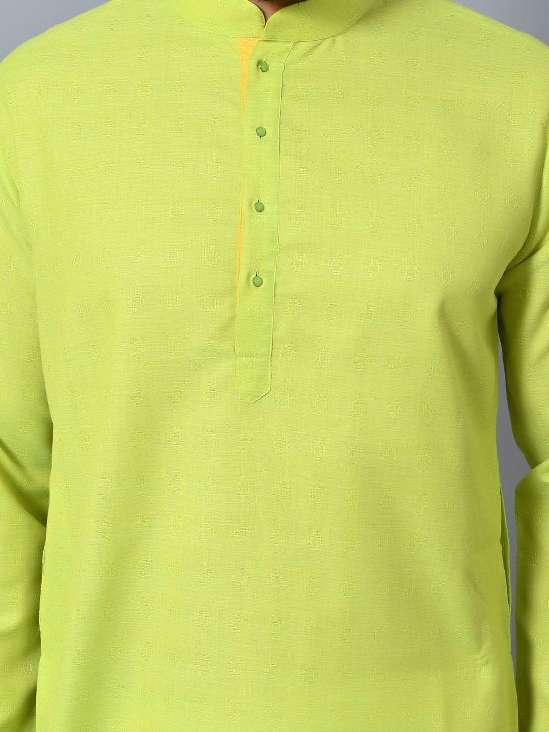 Self Design Lime Green Kurta Set