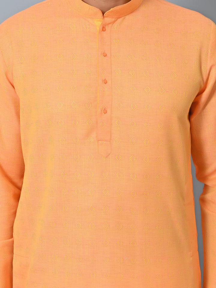Self Design Orange Kurta Set