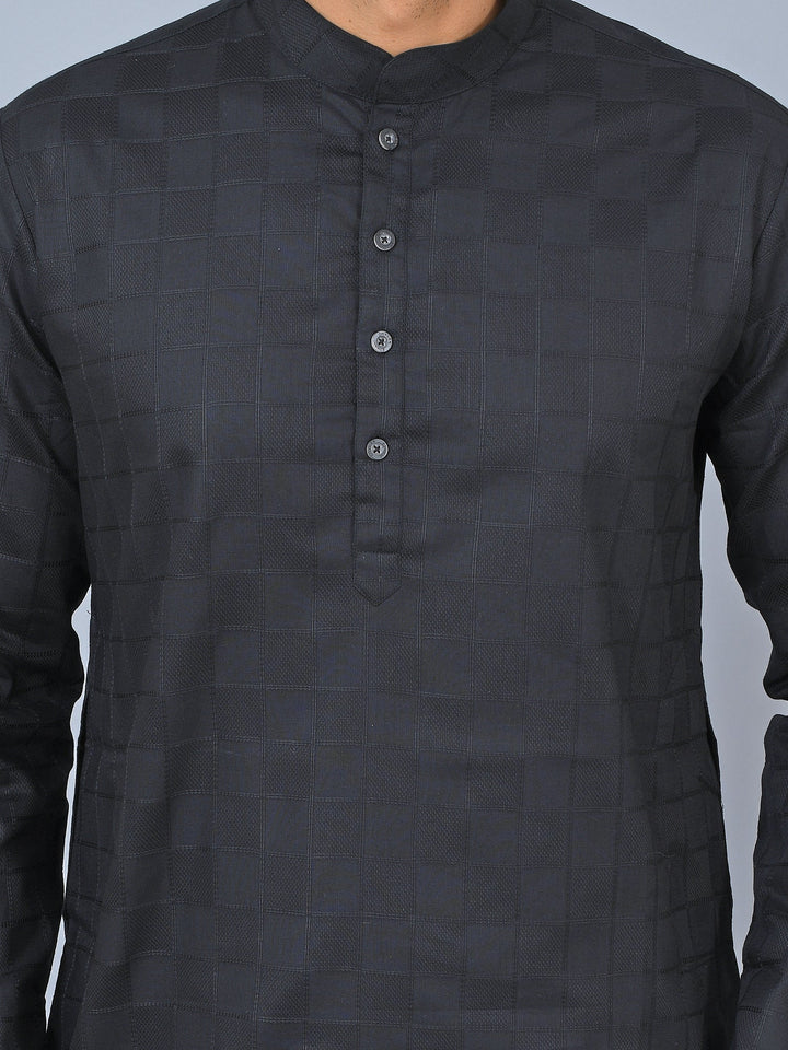 Textured Black Kurta Set