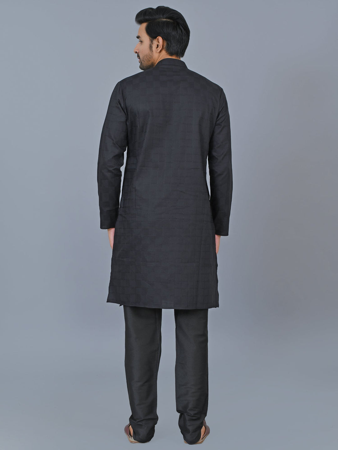 Textured Black Kurta Set