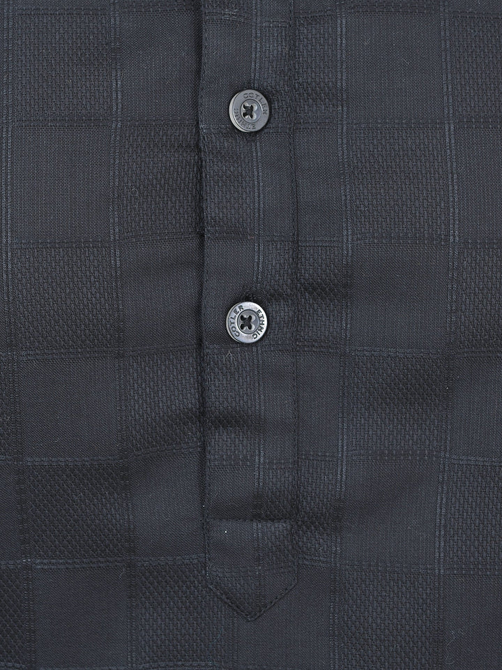 Textured Black Kurta Set