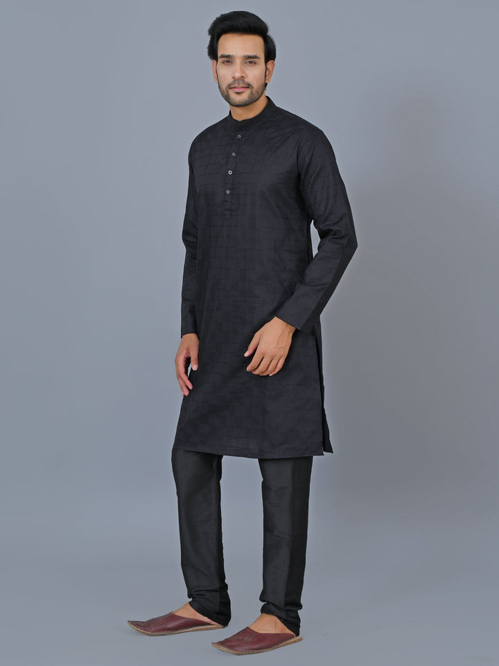 Textured Black Kurta Set