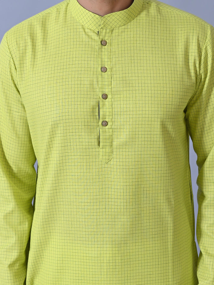 Checked Lime Green Kurta Set