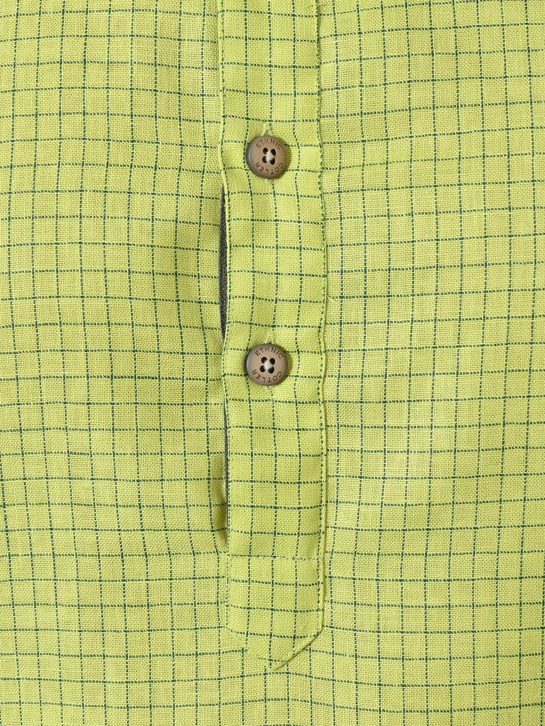 Checked Lime Green Kurta Set