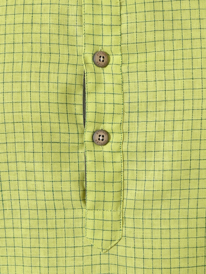Checked Lime Green Kurta Set