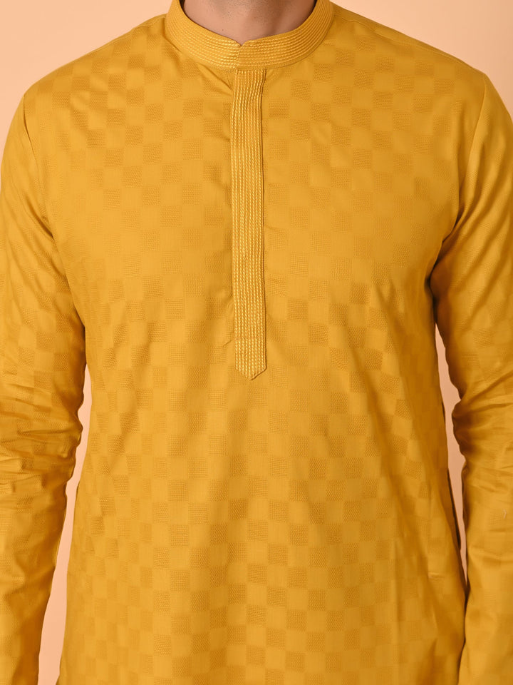 Checked Yellow Kurta Set