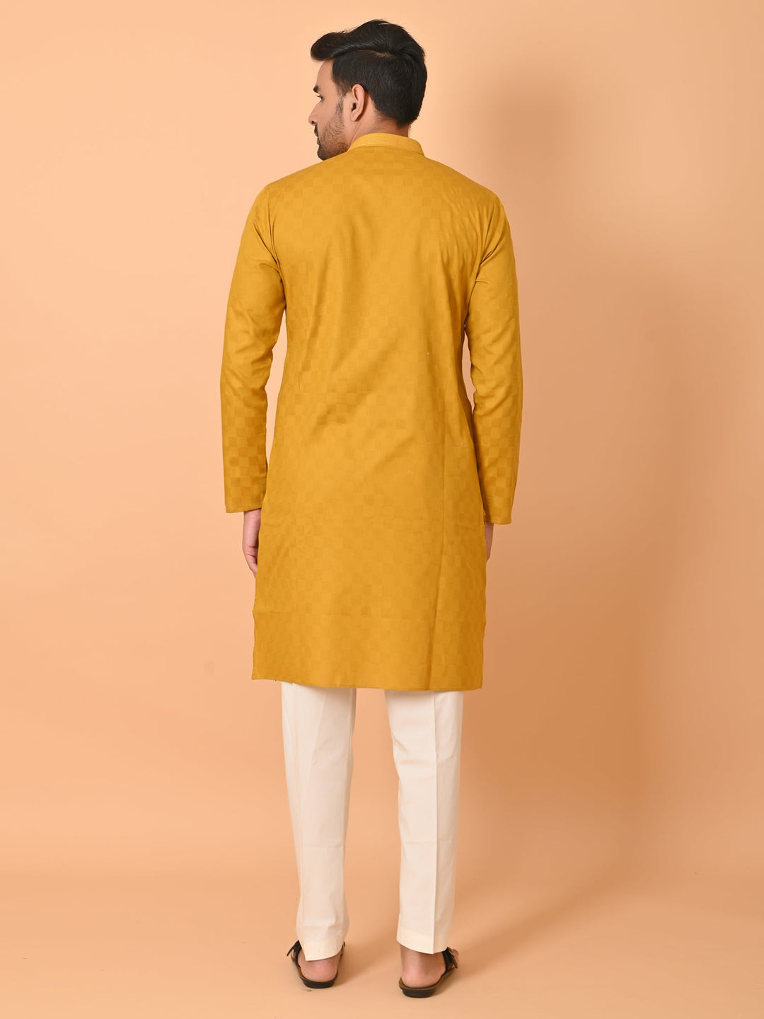 Checked Yellow Kurta Set