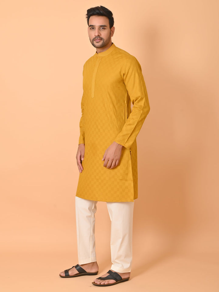 Checked Yellow Kurta Set