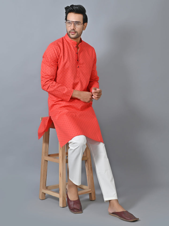 Printed Red Kurta Set