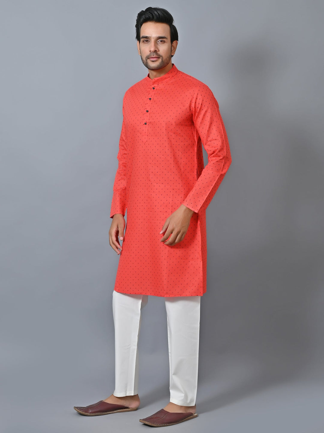 Printed Red Kurta Set