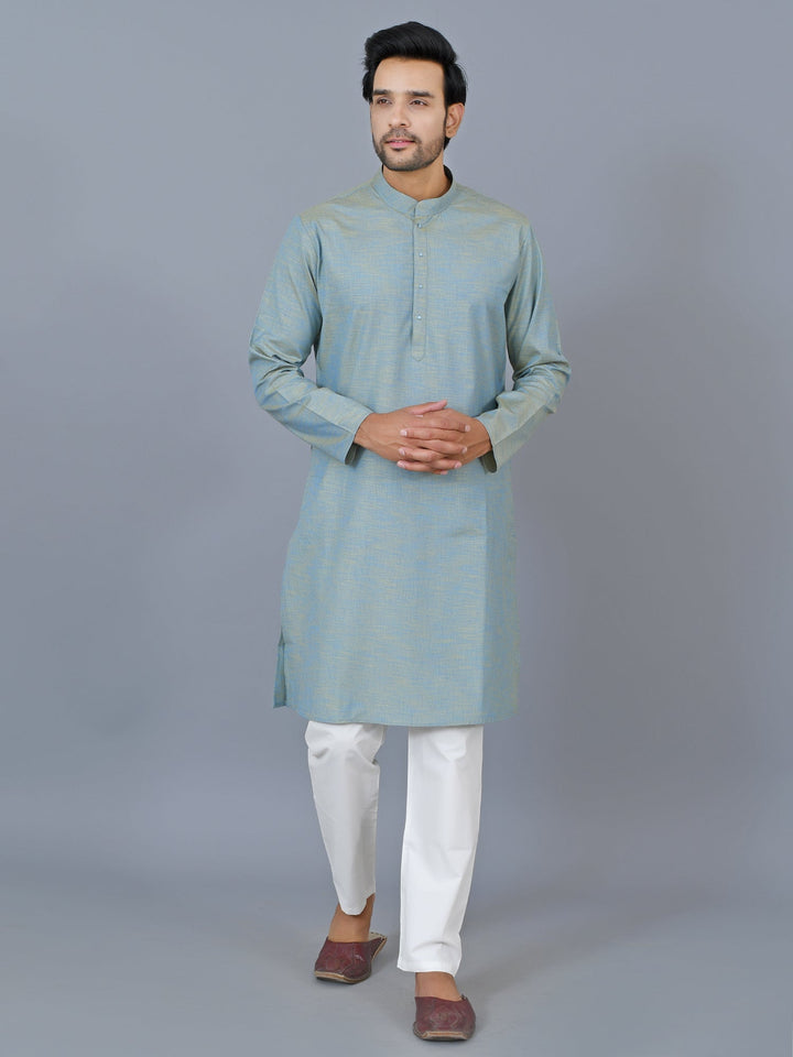 Textured Blue Kurta Set