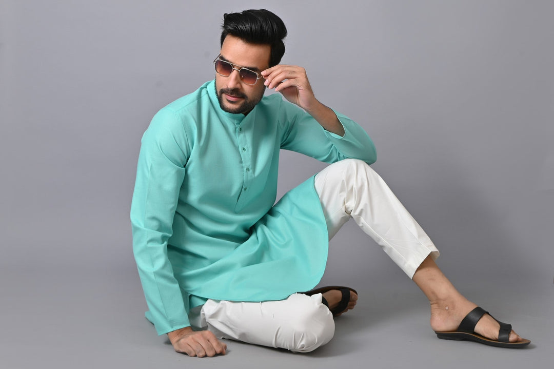 Solid Sea Green Kurta Set