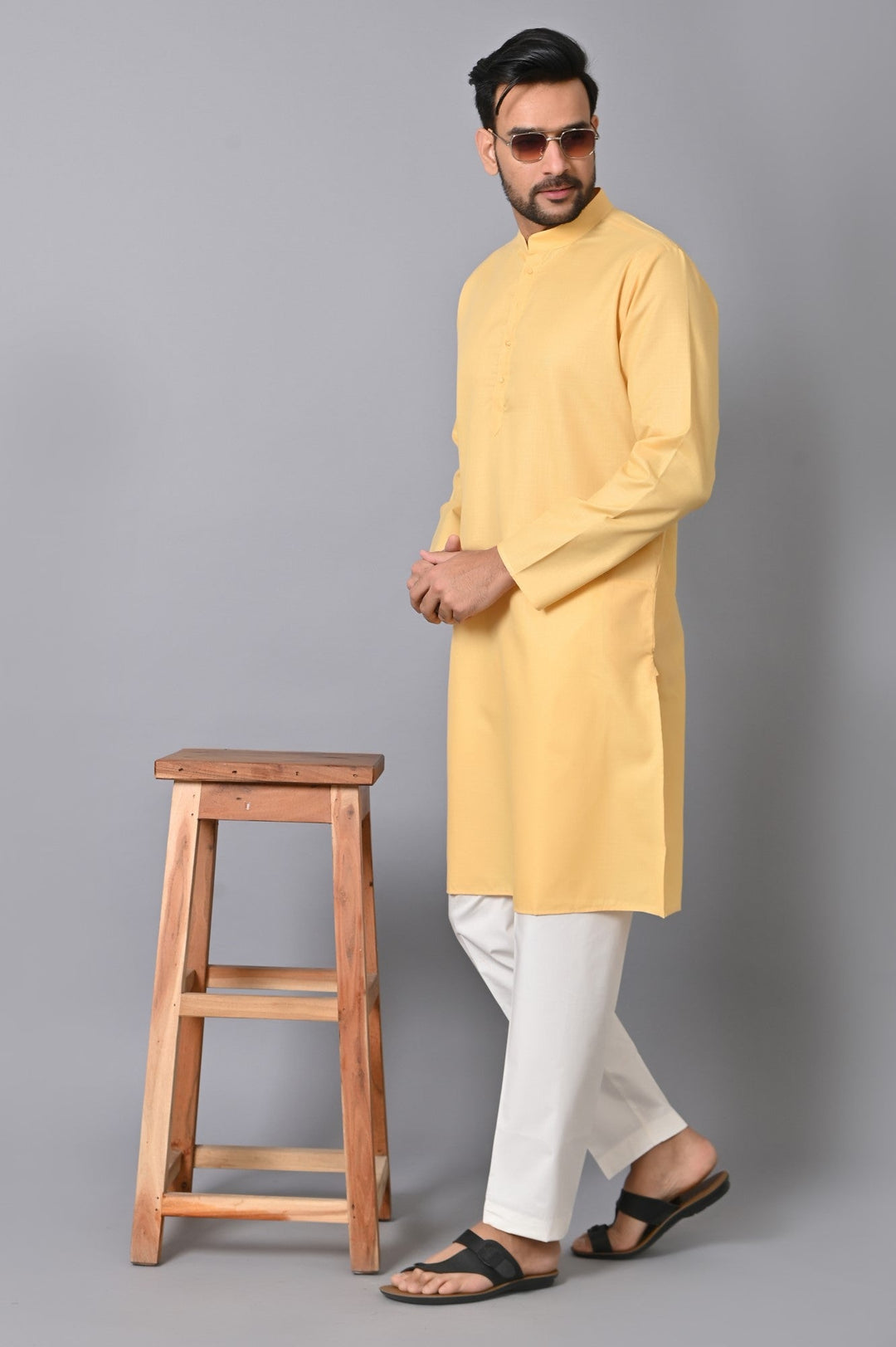 Solid Yellow Kurta Set