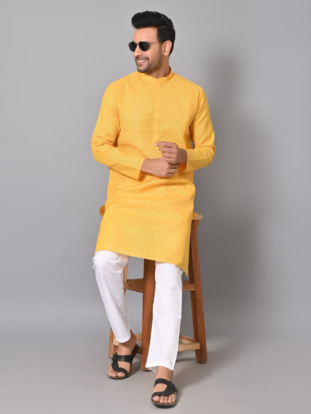 Solid Yellow Kurta Set