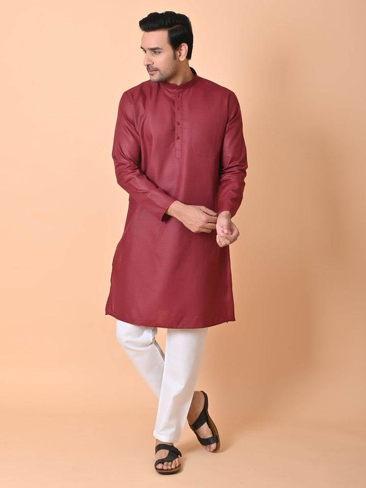 Solid Maroon Kurta Set