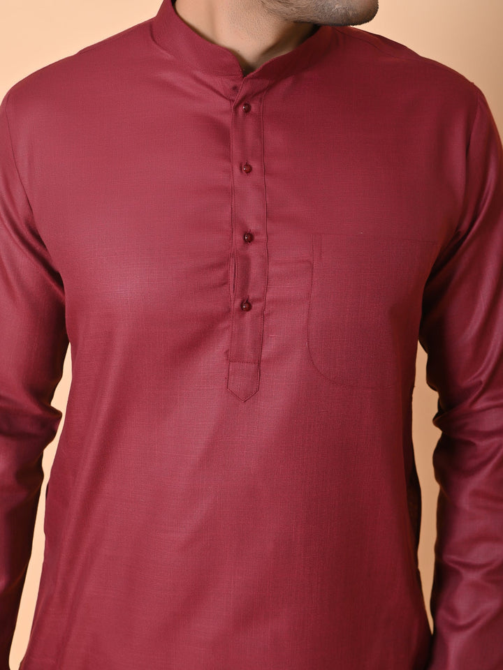 Solid Maroon Kurta Set