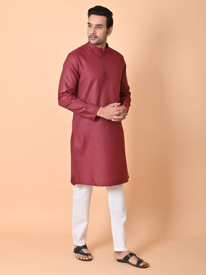 Solid Maroon Kurta Set