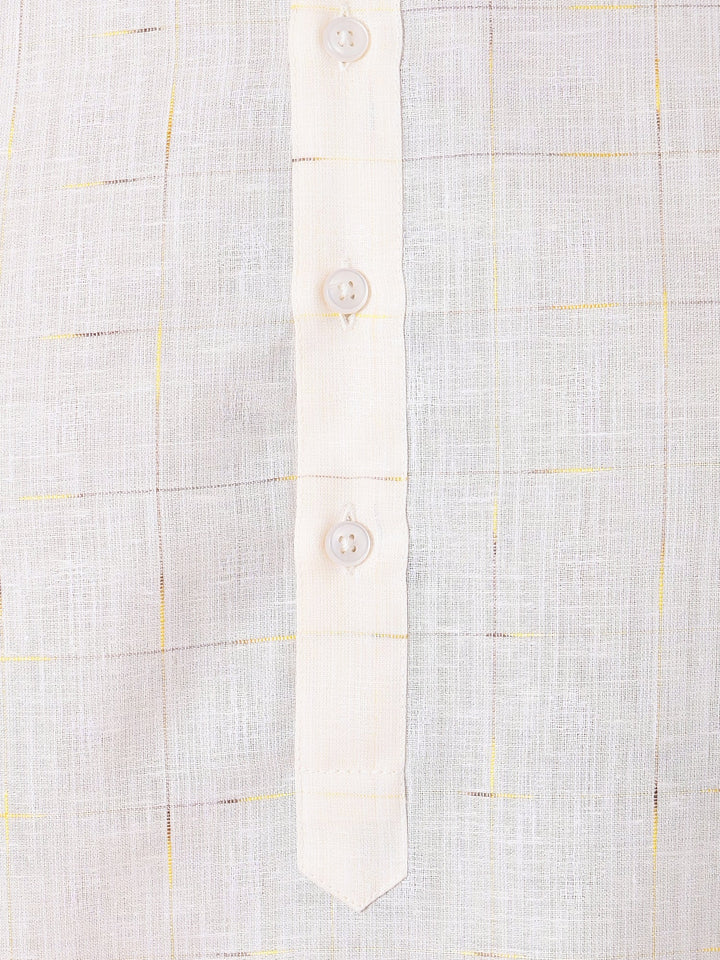 Checked Cream Kurta Set