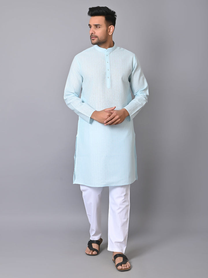 Self Design Blue Kurta Set