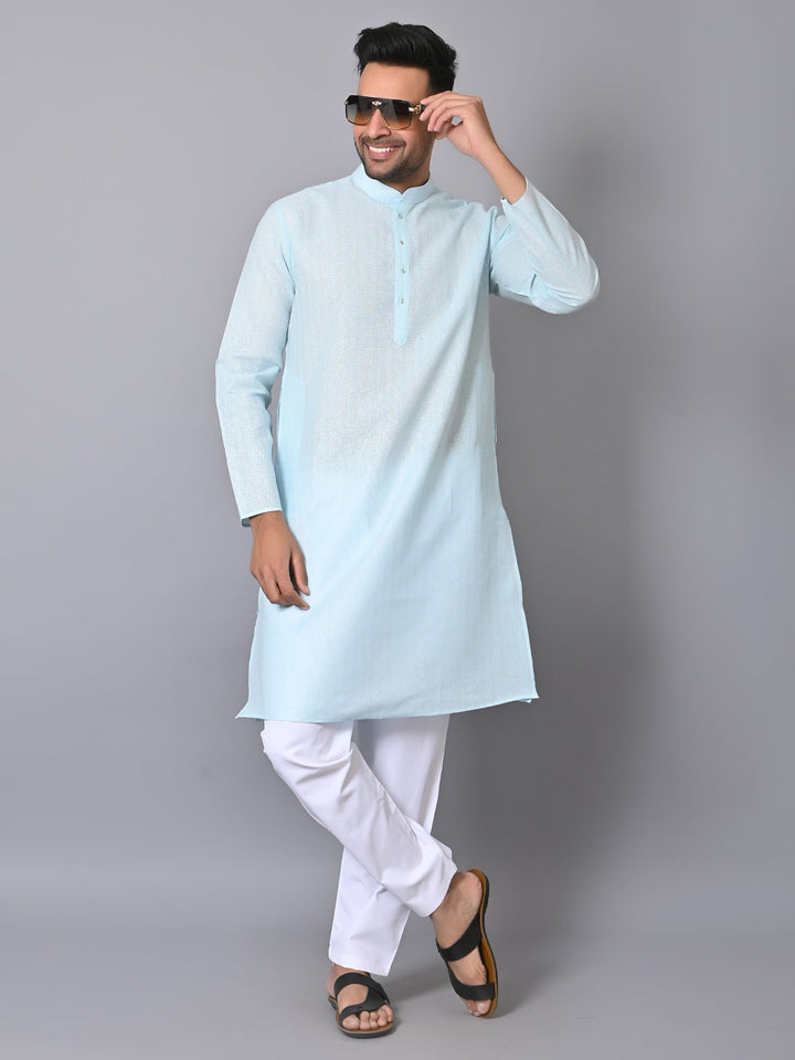 Self Design Blue Kurta Set